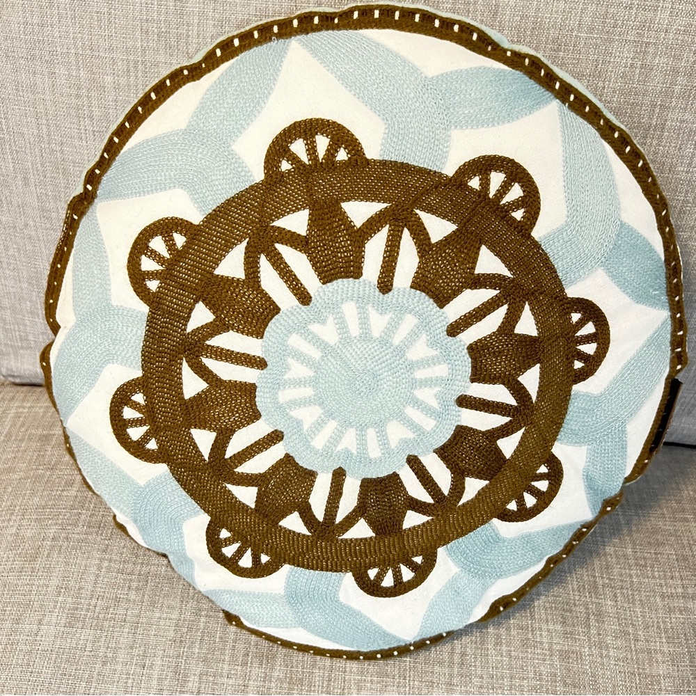 Brown and Blue Accent Pillow